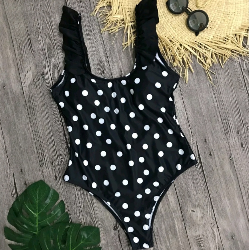 RUFFLE POLKA DOT MONOKINI ONE PIECE SWIMSUIT - Picture 7 of 8